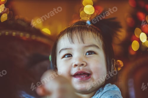 Preview: Portrait of a happy liitle girl close-up.