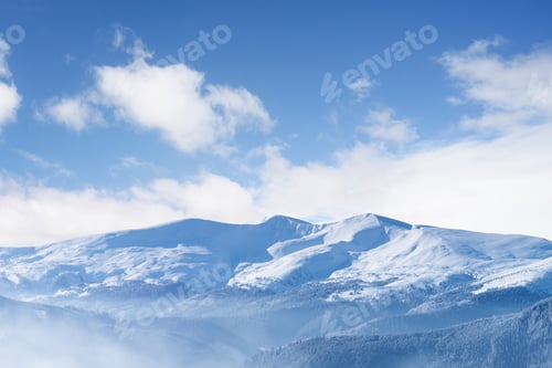 Preview: Winter landscape with snow capped mountains