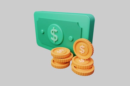 Preview: Teal Dollar Bill with Golden Coins
