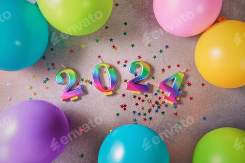 Preview: Holiday sparkling background Happy New Year 2024