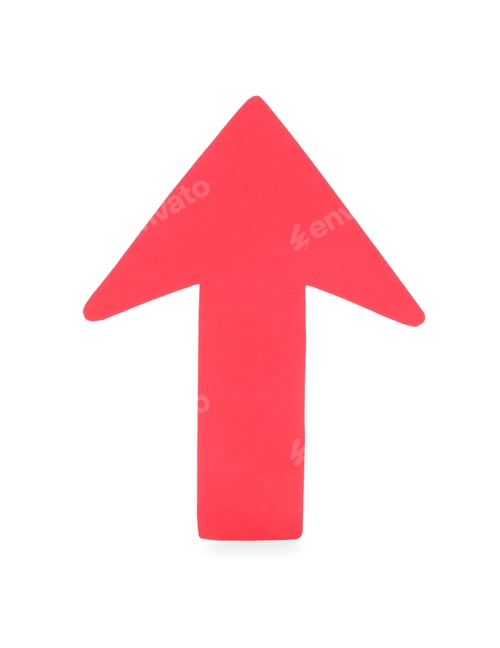 Preview: One red paper arrow isolated on white