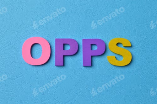 Preview: Colorful lettering words with text OPPS.