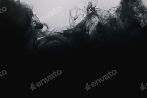 Preview: Close up view of black paint swirls isolated on grey