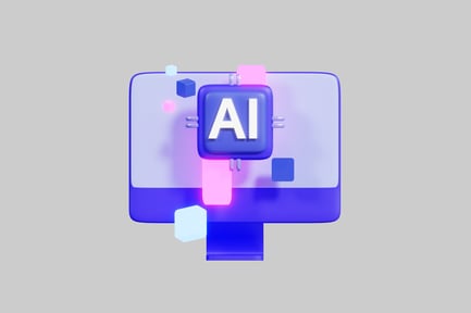 Preview: Monitor displaying "ai" with accompanying cubes