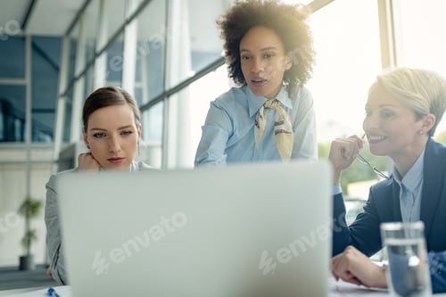 Preview: Female business team working on a computer in the office.