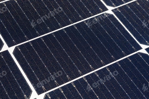 Preview: Macro closeup of solar panels with visible cells