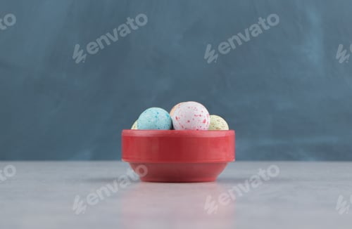 Preview: Colorful cookies in the plate, on the marble background