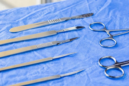 Preview: Closeup of a dissection kit on the sterile table