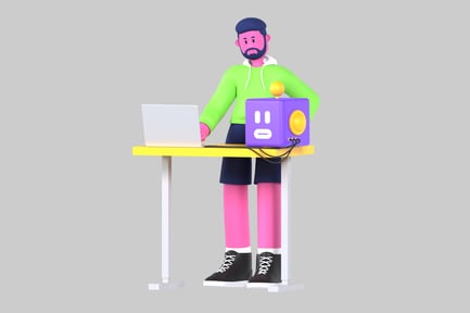 Preview: Stylized Character with Laptop and Console