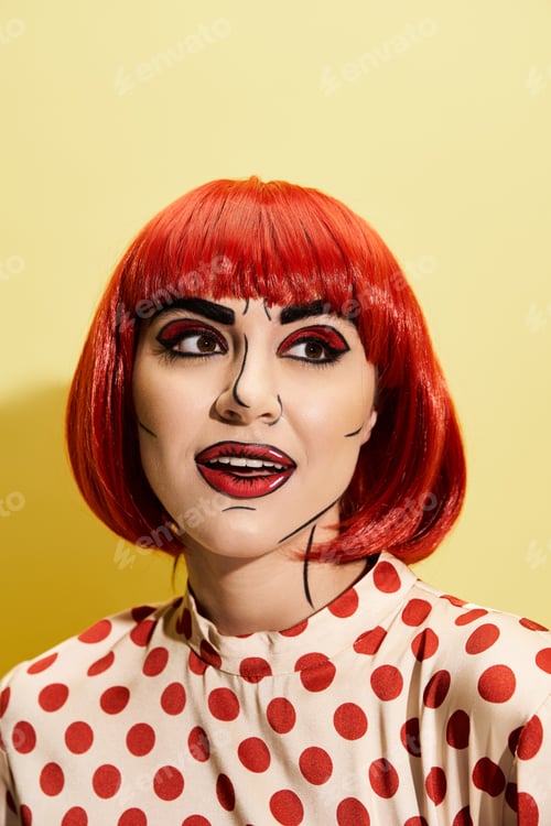Preview: Whimsical redhead beauty in polka dot splendor