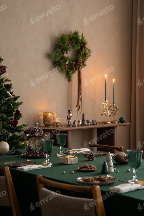 Preview: Christmas composition of dinning room interior