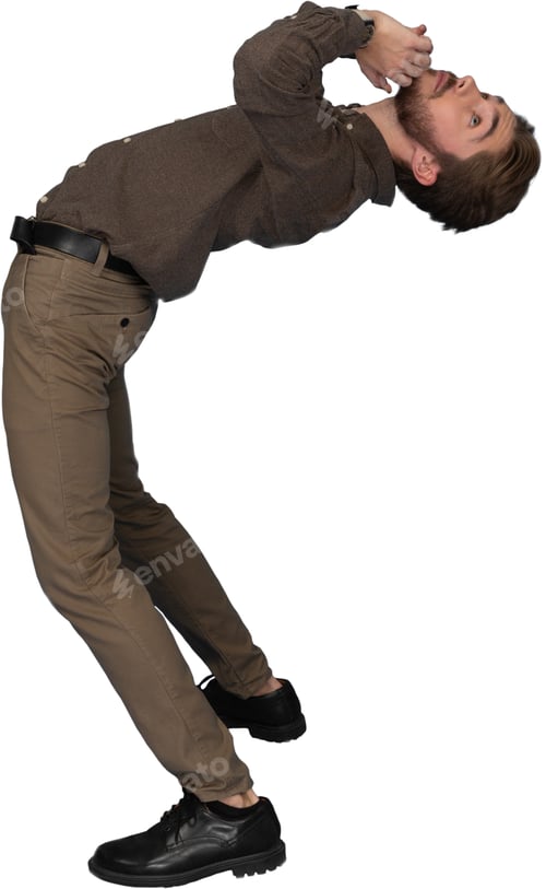 Preview: a man is doing a handstand on a blue