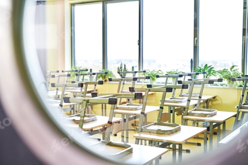 Preview: Close up of empty classroom during a pandemic