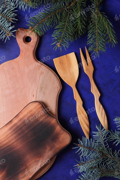 Preview: Christmas Background, Wooden Board, Dark Blue Background, Retro Style, 2018, Minimalism, Pop Art