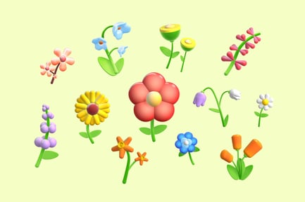 Visualização: Pacote de flores 3D