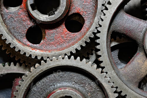 Preview: Group of old steel cogwheels