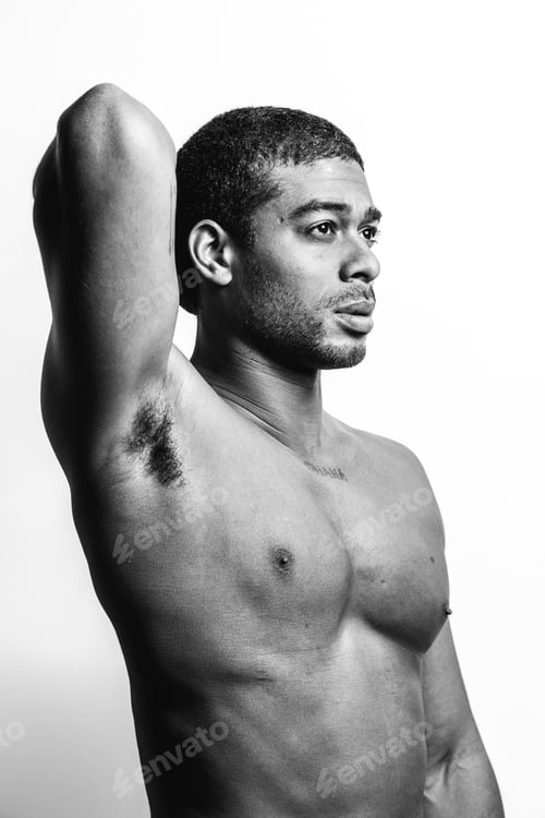 Preview: Muscle African American Man Over White Background