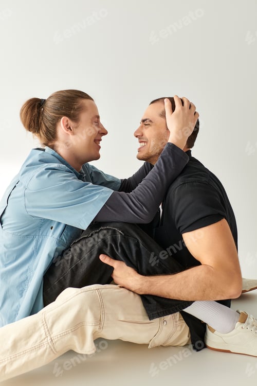 Preview: Harmony Unfolded: A Man and a Woman Embrace on the Floor