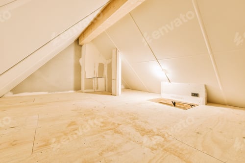 Preview: Loft of a modern house with wooden floors