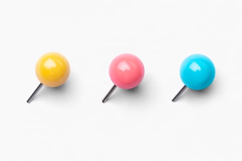 Preview: Colorful push pins, white background