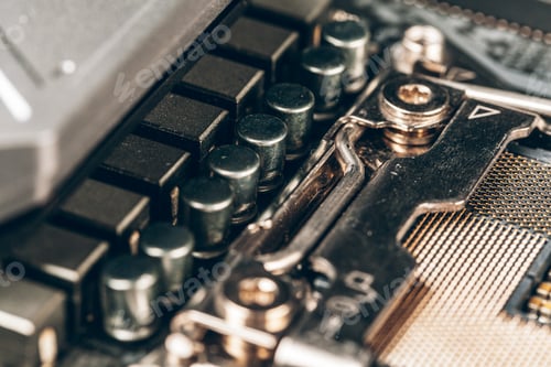 Preview: Close up of a electronic circuit board with processor