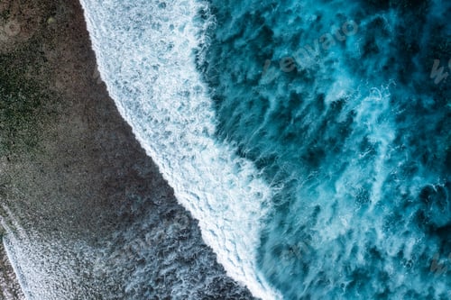 Preview: Coast as a background from top view. Turquoise water background from top view. Summer seascape