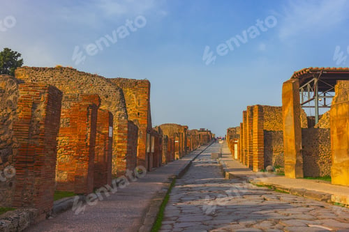 Preview: Ancient ruins of Pompei city, Naples, Italy. View of ancient city of Pompeii, Pompei is ancient