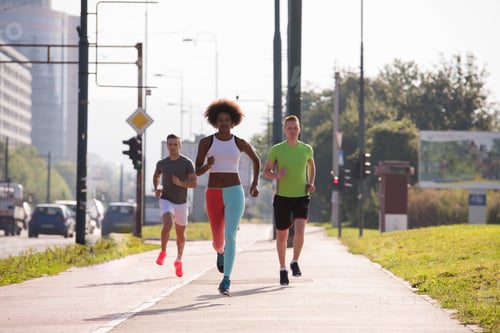 Preview: multiethnic group of people on the jogging