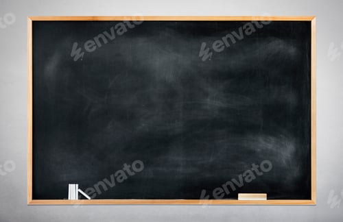 Preview: Blank Black Chalkboard on a Gray Background