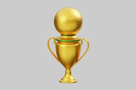 Preview: Golden football trophy with green trim