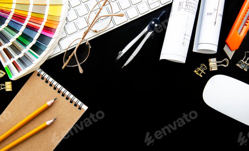 Preview: Architect workplace top view