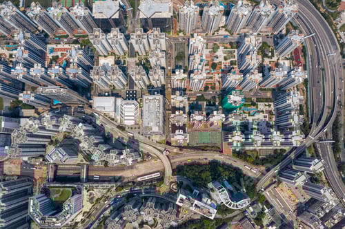 Preview: Tai Koo, Hong Kong 19 March 2019: Top view of Hong Kong city