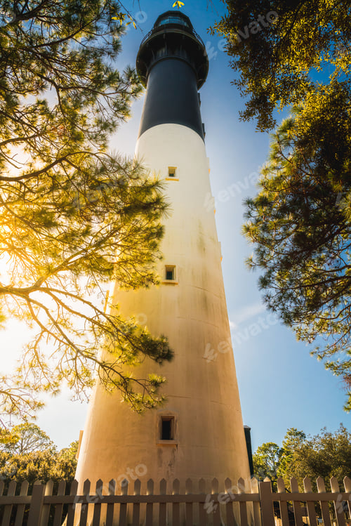 Preview: Picturesque lighthouse with a bright blue sky in the background, South Carolina