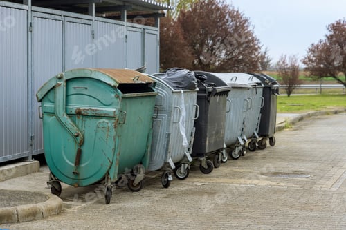 Preview: For repair junk waste, there is a metal container dumpster near house