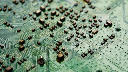 Preview: Macro Close up of printed wiring on PC circuit board