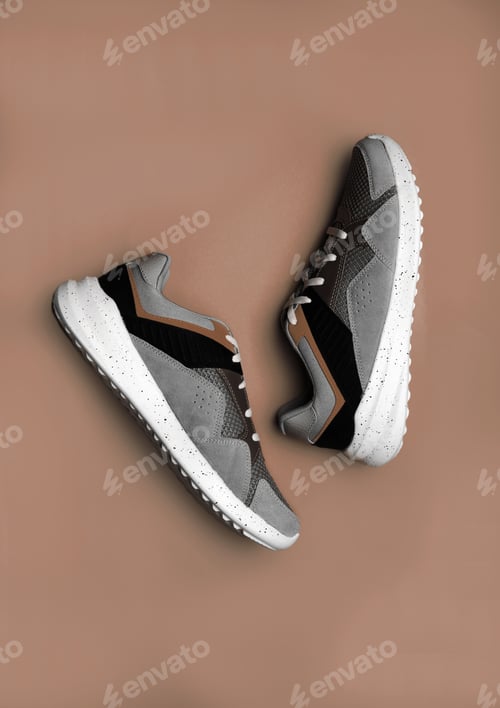 Preview: One Pair of blue sport shoes on blue background