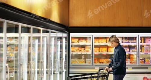 Preview: Man Choosing Frozen Food From A Supermarket Freezer