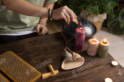 Preview: concept of yoga and meditation with aroma sticks and candles