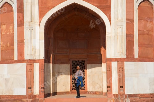 Preview: Woman Tourist visit Humayun's Tomb, Delhi, India.