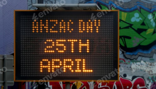 Preview: road sign with words, Anzac Day 25th April