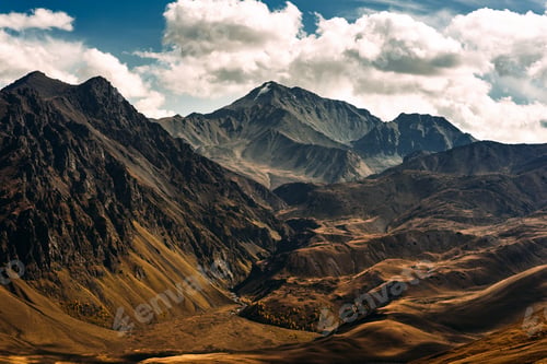 Preview: Incredibly beautiful mountain landscape. Mountain peaks in the sun
