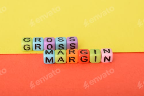 Preview: Alphabet beads with text GROSS MARGIN. Gross margin is the percentage of revenue