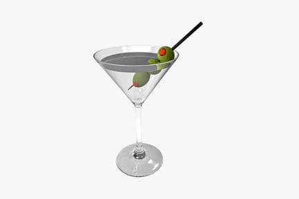 Preview: Martini glass with olives and straw