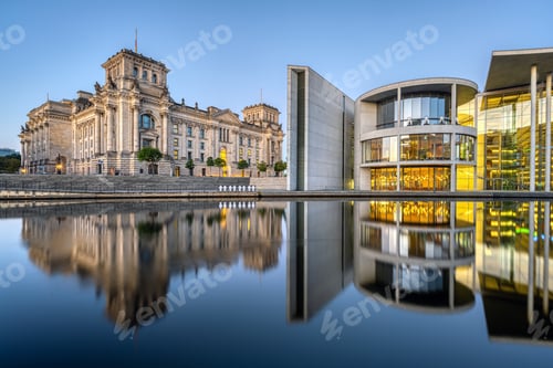 Preview: The Reichstag and the Paul-Loebe-Haus at twilight