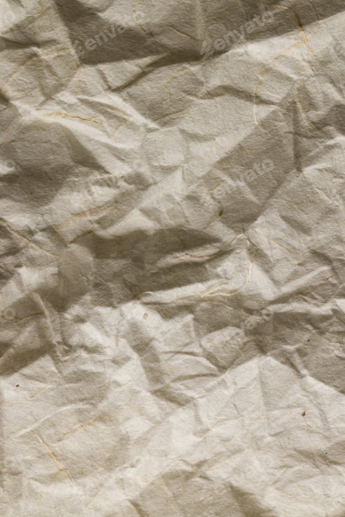 Preview: Vertical full frame image of crumpled, creased brown paper texture, with copy space