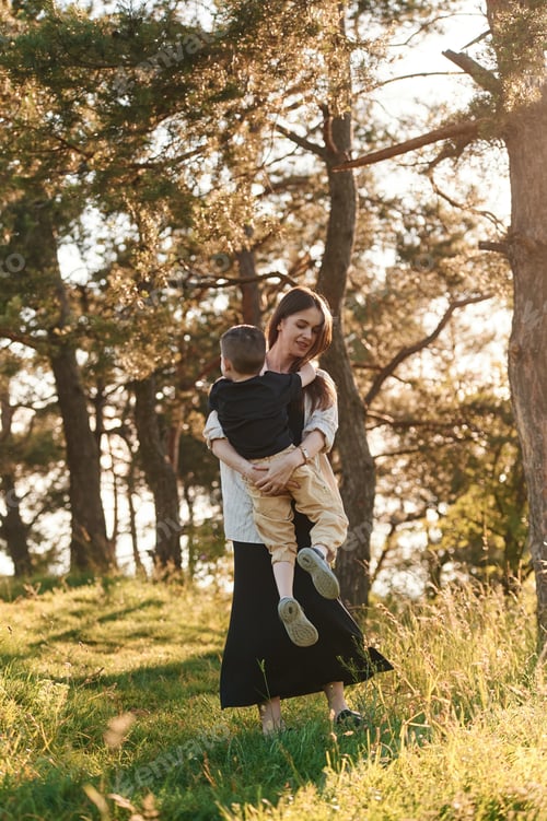 Preview: Fun times. Mother and son are in the forest together