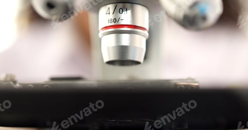 Preview: Close up shot of microscope for chemistry biology test samples in laboratory