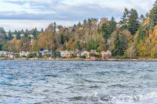 Preview: A View Of Waterfront Home In West Seattle, Washington In Autumn.