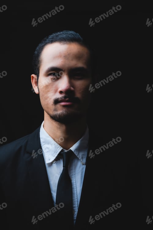 Preview: professional businessman person in black suit, portrait confident executive