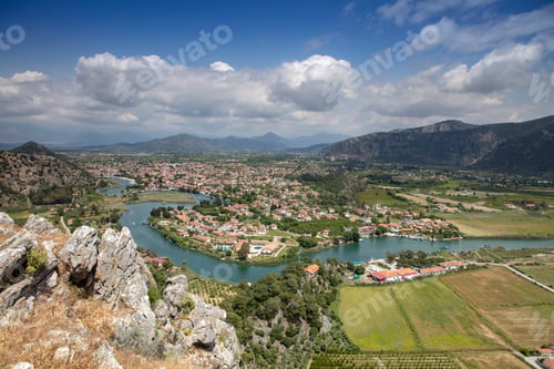 Preview: Turkey touristic area Dalyan Ortaca, ancient city of Kaunos, Dalyan valley, Turkey.
